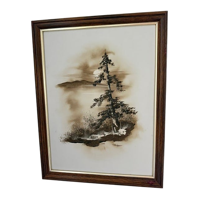 Vintage Signed M. Dykes Original Landscape Painting on Canvas, Framed For Sale