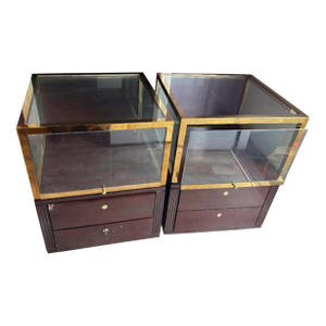 Early 20th Century Madison Ave Glass and Brass Display Cabinets - A Pair