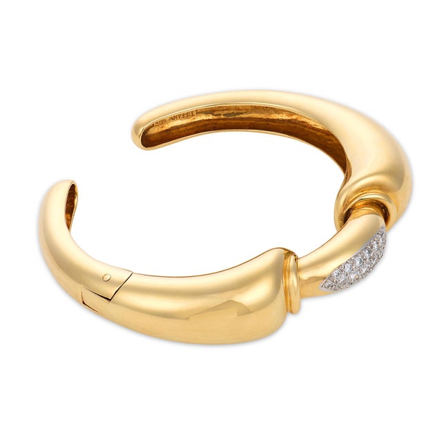 Tiffany and Co. 1960s Tiffany & Co. Mid Century Diamond 18k Yellow Gold Cuff Bracelet For Sale - Image 4 of 6