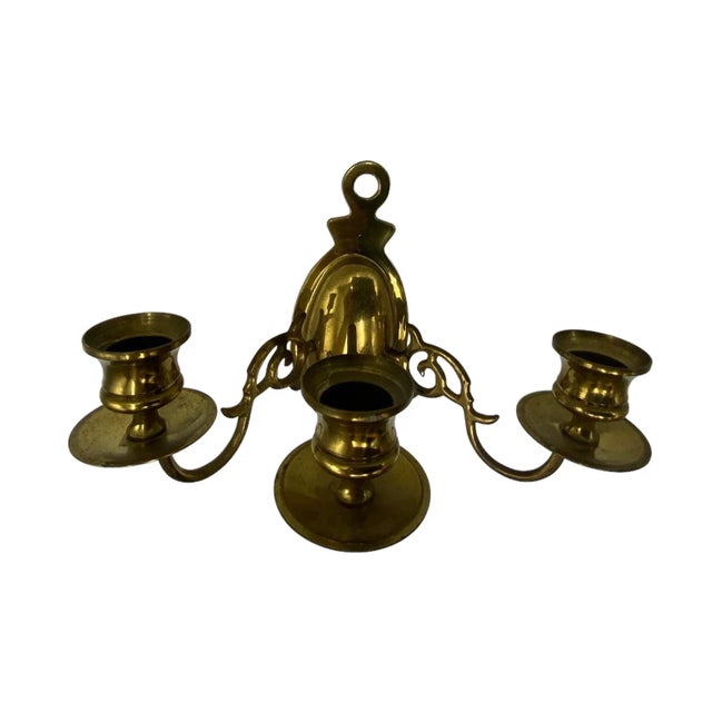 Mid-Century Modern 1960s Vintage Mid-Century Modern Brass Triple Arm Wall Sconce For Sale - Image 3 of 8
