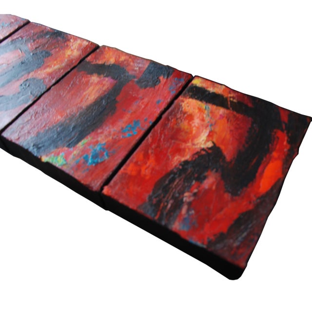 Abstract Original Signed Abstract Canvas Paintings by Allan Rodewald - Set of 5 For Sale - Image 3 of 8