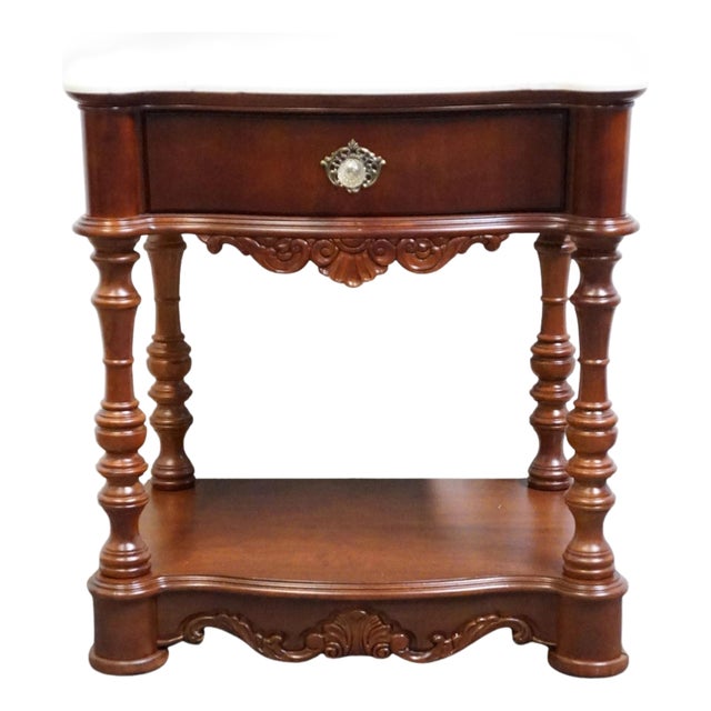 Pulaski Furniture Solid Cherry Traditional Victorian Revival 24" Nightstand W. White Granite Top 45141 For Sale