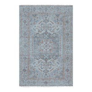8x10 Traditional Fiona Vibrant Ivory Geometric Medallion Handmade Wool Carpet Rug