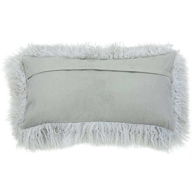 Modern Modern Mongolian Lamb Fur Single Side Pillow in Light Gray For Sale - Image 3 of 5