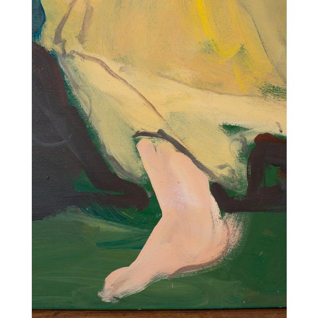 Ira Yeager 20th C. Woman in Yellow Oil Canvas Painting 5.5 Ft For Sale - Image 16 of 18