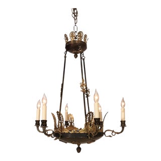 Empire Style 6-Light Chandelier, Denmark, Circa:1950 For Sale