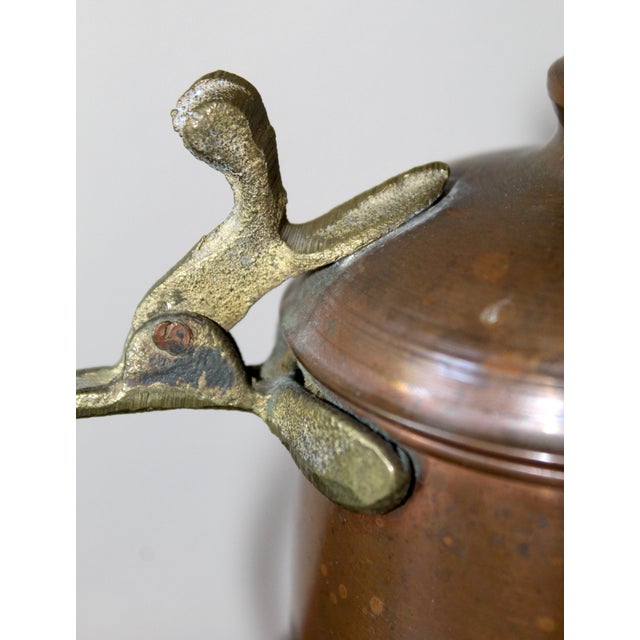 Vintage French Hammered Copper Teapot Pitcher With Brass Handle, 1960s For Sale - Image 11 of 14