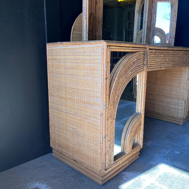 Vintage Bamboo Dressing Table with Bamboo Framed Mirror For Sale - Image 10 of 16
