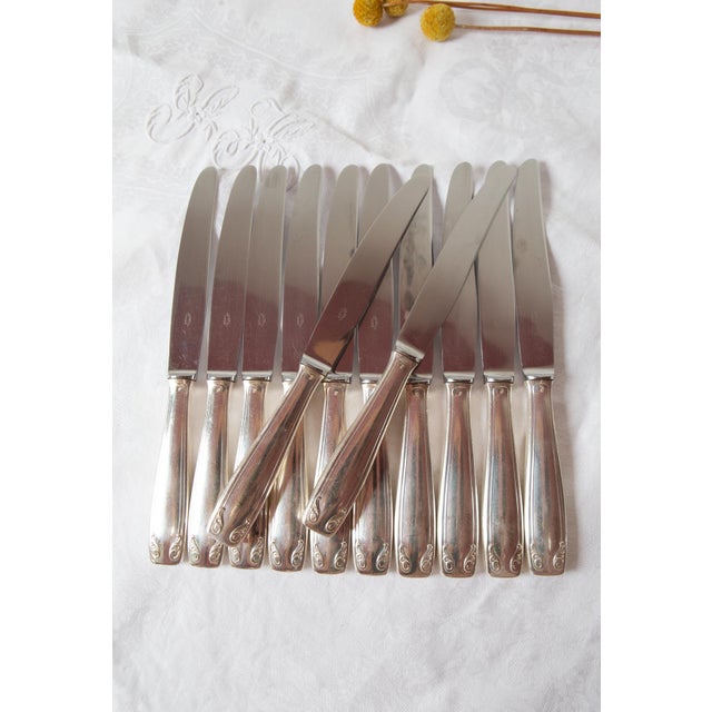 Silver Antique French Table Knives from François Frionnet, 1930s-1940s, Set of 12 For Sale - Image 8 of 8