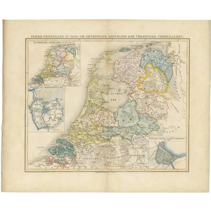 Antique Map of the Netherlands in 1648, 1855 | Chairish