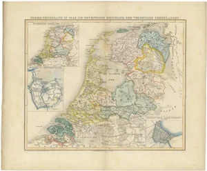 Antique Map of the Netherlands in 1648, 1855