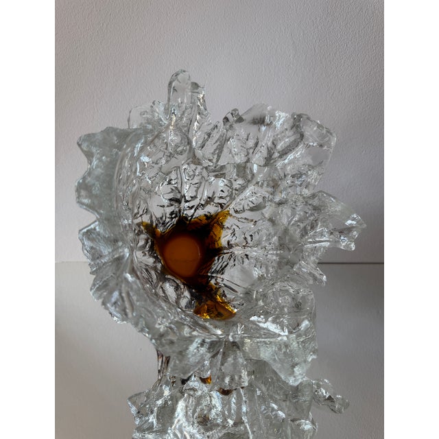Amber and Clear Ice Glass Vase with Torn Crown Rim by Pertti Santalahti for Humppila, Finland, 1970s For Sale - Image 14 of 15