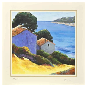 Nicholas Verrall, The Houses on the Lake, Lithograph, Late 20th Century