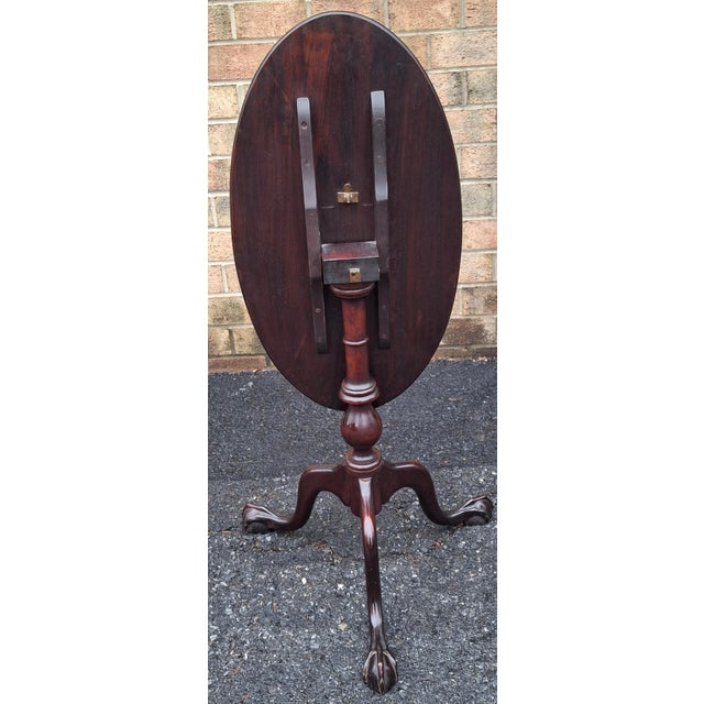 Brown Early 20th C George III Style Satinwood Inlaid Mahogany Oval Tilt Top Side Table For Sale - Image 8 of 8