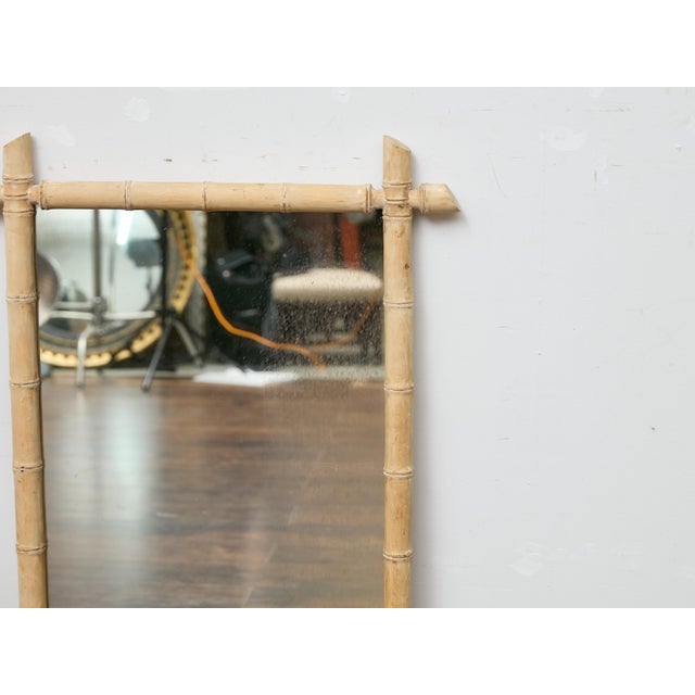 Glass Bleached Bamboo Midcentury Mirror with Natural Finish and Coastal Style For Sale - Image 7 of 12