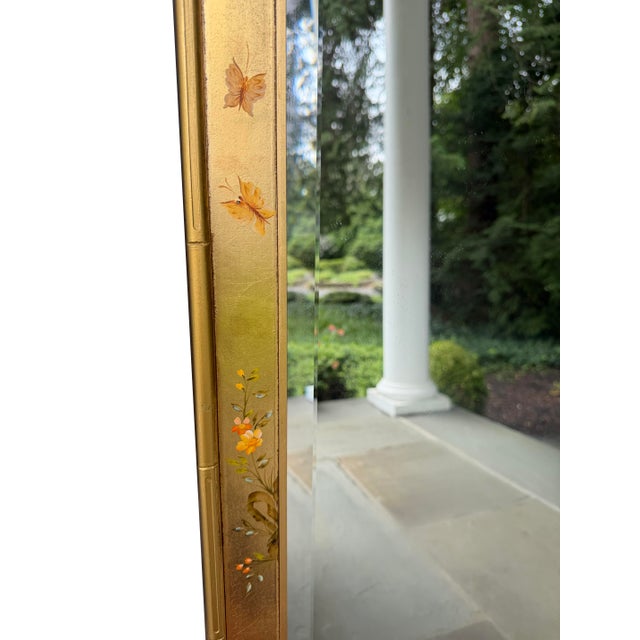 La Barge Giltwood Hand-Painted Floral Chinoiserie Mirror | Artist Signed P. Tacktor For Sale - Image 12 of 15