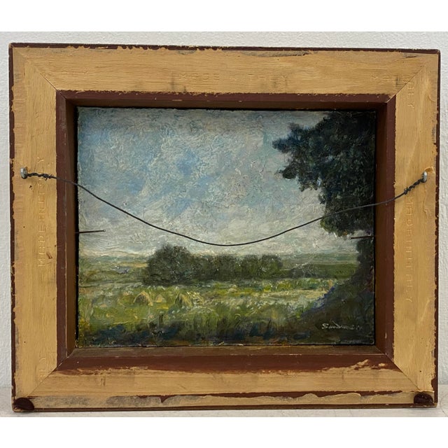 Red Vintage Oil Painting "The Red Balloon" by Sanders C.1972 For Sale - Image 8 of 9