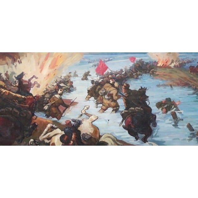 Soviet Army Battle Painting, Ukrainian Artist, 1970s Oil on Canvas 125-258 For Sale - Image 6 of 6