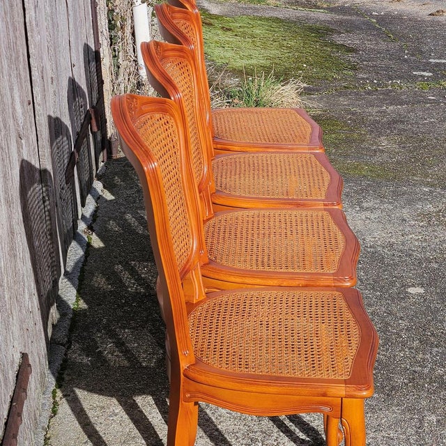 Wood Vintage Wooden Cane Dining Chairs, Set of 4 For Sale - Image 7 of 18