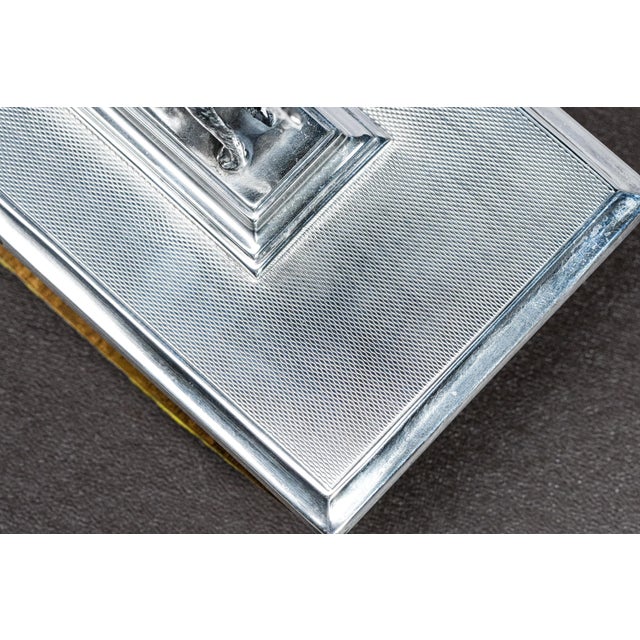 Metal Hunting Theme Dog English Antique Engine Turned Sterling Silver Writing Ink Blotter Desk Office Home Decor For Sale - Image 7 of 14