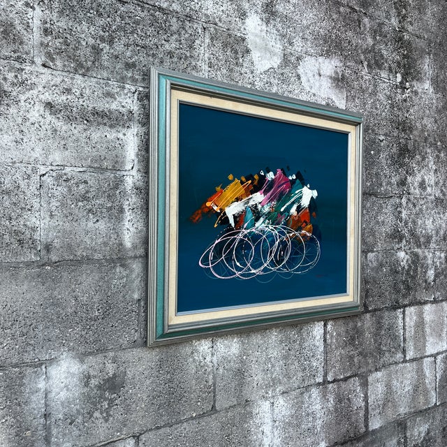 Post Modern Abstract Wall Art Painting Framed and Signed by the Artist. Circa 1980s For Sale - Image 17 of 17