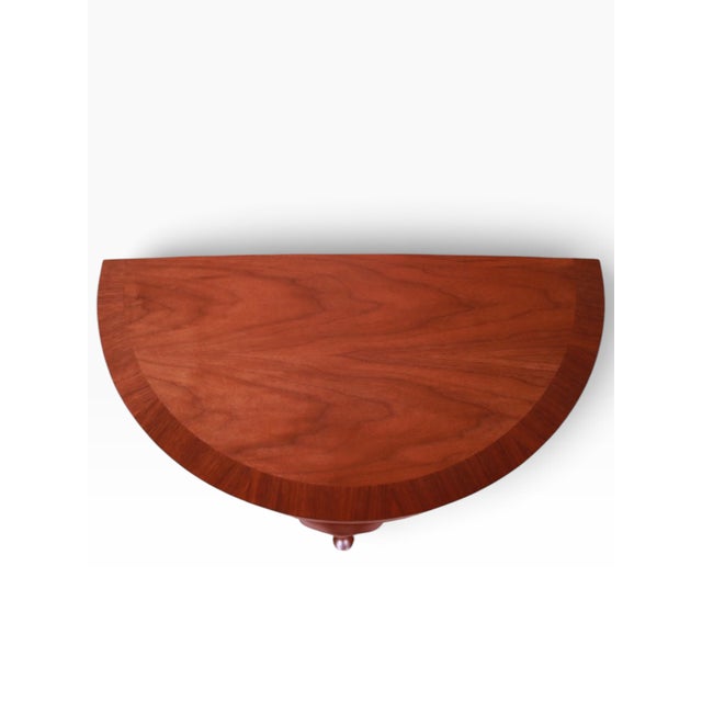Baker Furniture Burled Walnut Queen Anne Flip Top Demilune Console Table For Sale In Chicago - Image 6 of 11