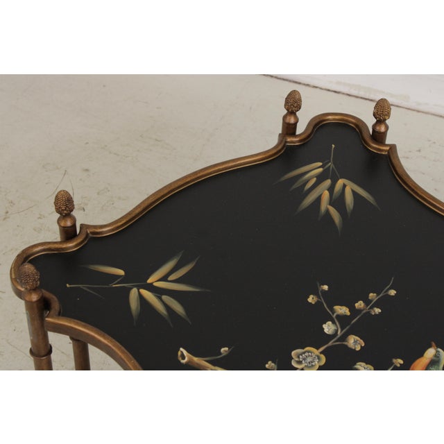 Stunning Bamboo Form Hand Painted Bird Motif Coffee Table For Sale - Image 9 of 18