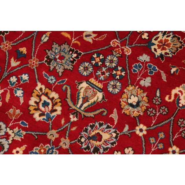 Floral Pak-Persian Adele Red/Blue Wool Rug - 10'0'' X 14'0'' For Sale In New York - Image 6 of 8