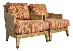 Vintage McGuire Woven Rattan “St Germaine” Lounge Chairs - A Pair