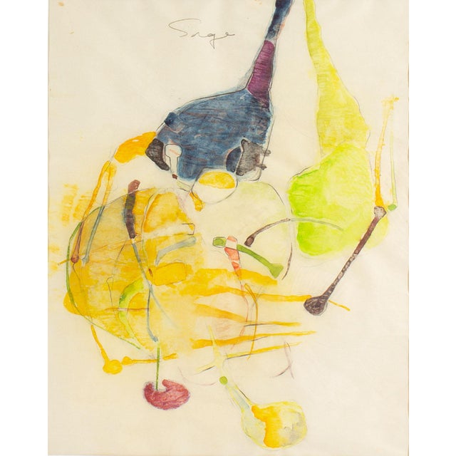 A 1960s mixed media painting by Canadian artist Walter Sorge (1931-2021). This work depicts an abstracted skeletal forms...