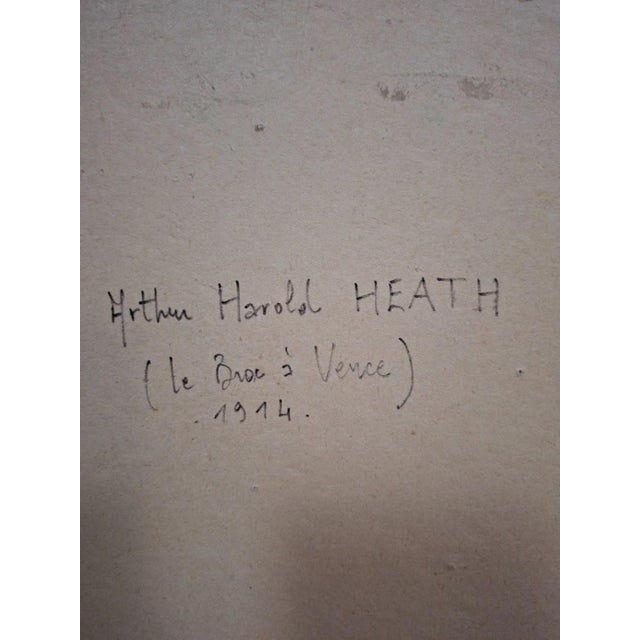 Arthur Harold Heath, Le Broc À Vence, 1914, Watercolor, Framed For Sale - Image 8 of 10