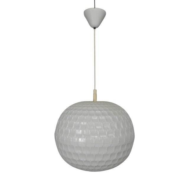 Vintage Plastic Sphere Pendant Lamp by Aloys F. Gangkofner for Erco, 1960s For Sale