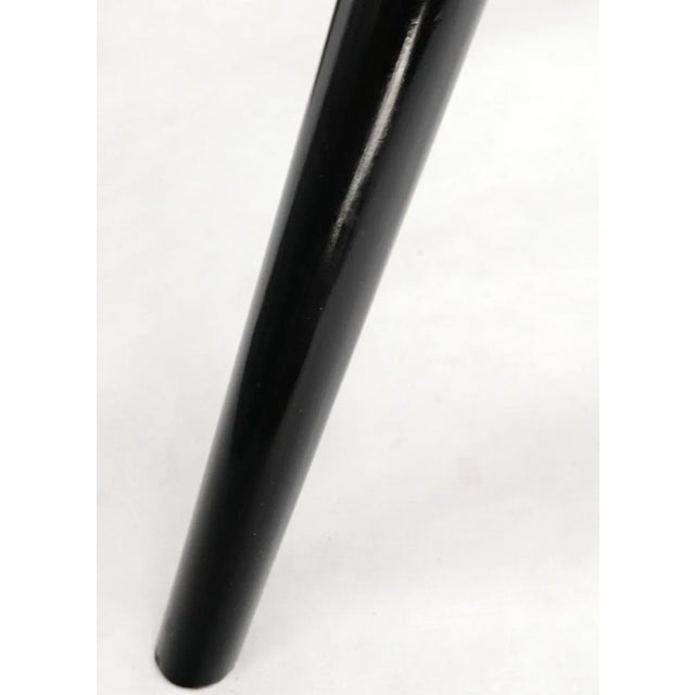 1970s Pair Glass Top Black Lacquer Oval Pierced Shape Solid Tops Side Tables For Sale - Image 10 of 13