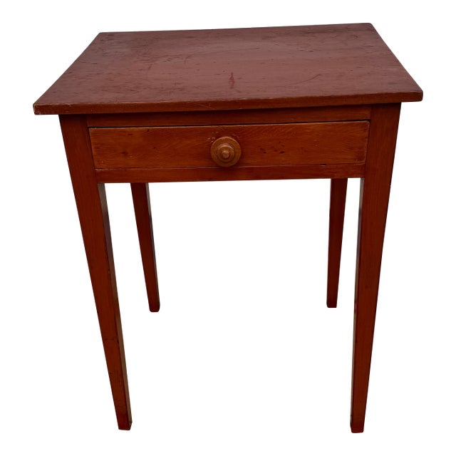 A Nice Antique Softwood Tapered Leg One Drawer Side Table, Pennsylvania, Circa 1830’s For Sale