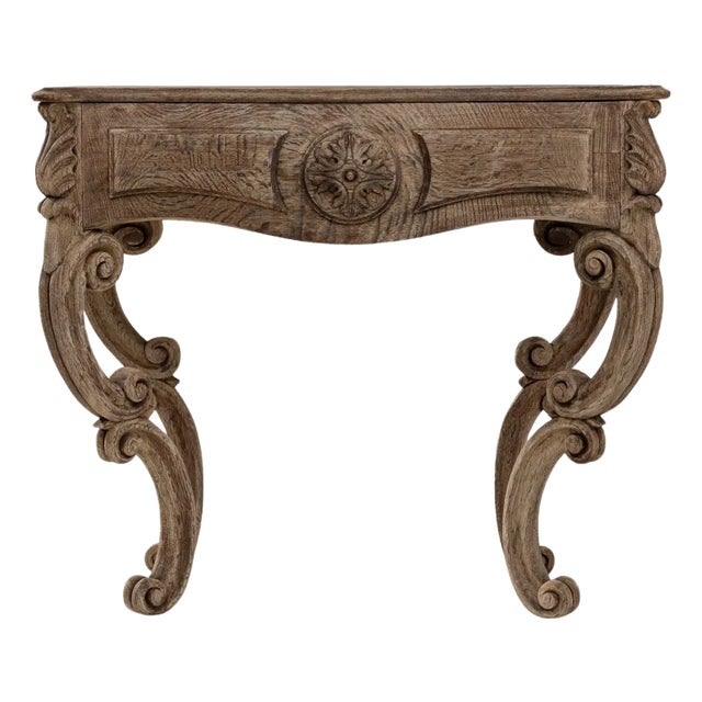 19th Century French Baroque Revival Carved Wooden Console Table For Sale
