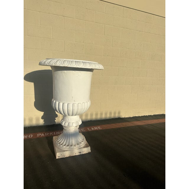 Neoclassical Vintage Classical Cast Iron Garden Urn, Circa 1960s For Sale - Image 3 of 10