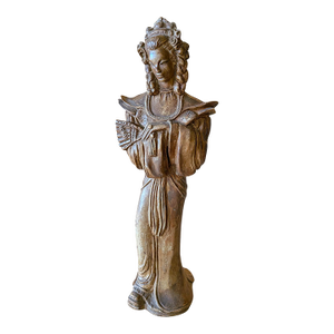 Early 20th Century Asian Lady Cast Plaster Figurine Kwan Yin Bodhisattva of Compassion and Mercy