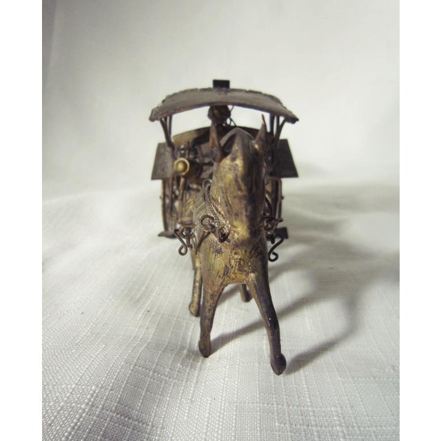 Asian Antique Antique Djokja Indonesian Silver Carriage With Horse For Sale - Image 3 of 4