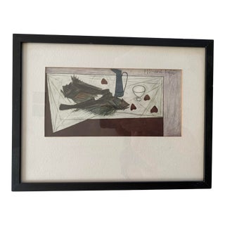 Bernard Buffet Fish on a Table Lithograph For Sale