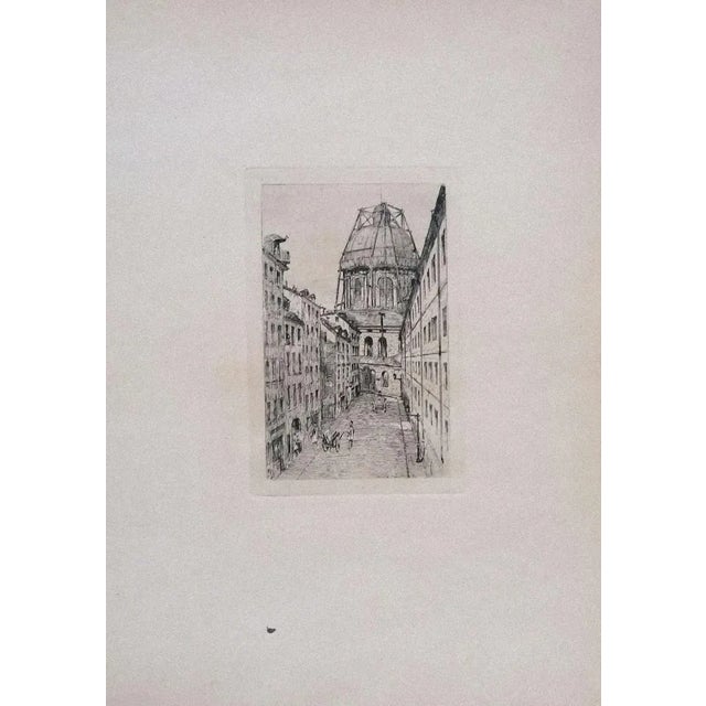 Luca Beltrami - Paris, Rue Mazarine - Original Etching on Cardboard - 1877 For Sale