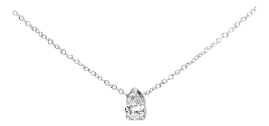 14K White Gold 1/2 Cttw Pear Shape Lab-Grown Diamond 3-Prong Solitaire Pendant Necklace 18 Inch (F-G