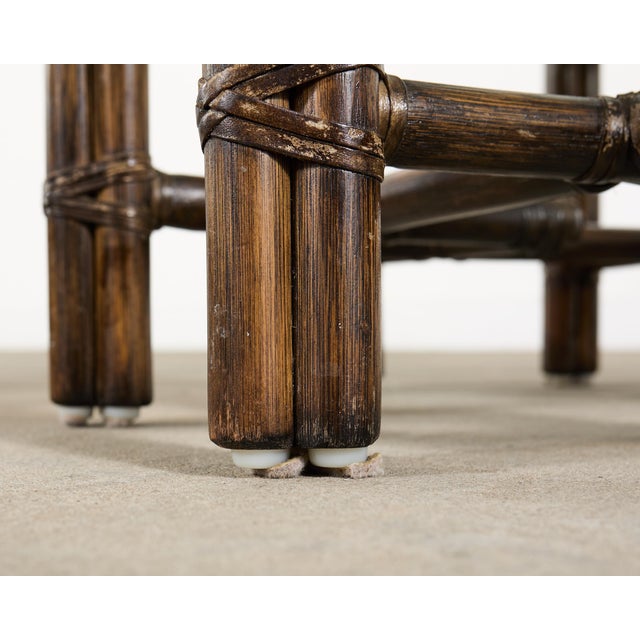 Wood McGuire Organic Modern Rattan Brass Lattice Cocktail Table For Sale - Image 7 of 17