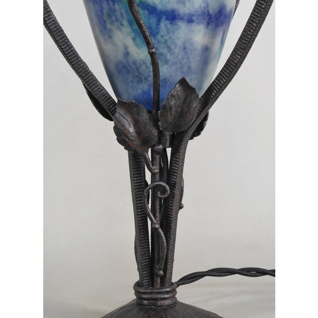 1920s French Art Deco Pagoda Lamp by E. Gauthier & Daum - Wrought Iron 1925 France For Sale - Image 5 of 9