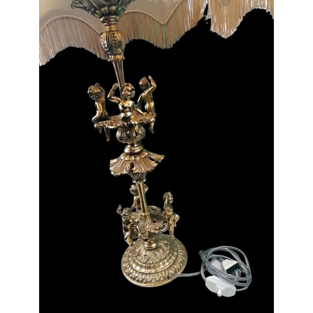 Metal Brass Table Lamp with Cherubs, 1890s For Sale - Image 7 of 8