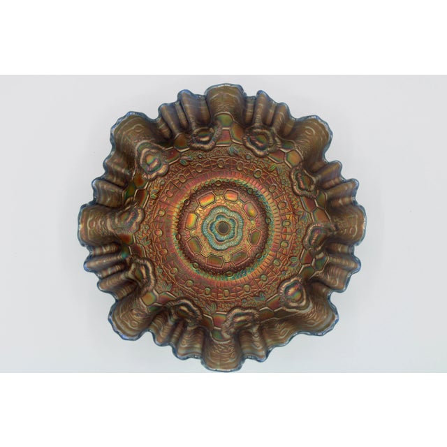 Antique Carnival Glass Amethyst Ruffled Bowl For Sale In Tulsa - Image 6 of 9