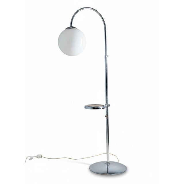White Functionalist Adjustable Chrome Floor Lamp, Czechoslovakia, 1930s For Sale - Image 8 of 8