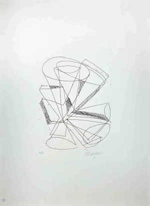 Sante Monachesi, Geometric Abstract Composition, Original Lithograph, 1970s