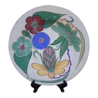 Mexican Tonala Pottery Botanical Motif Charger, Circa 1940 For Sale