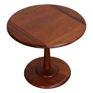 Mid-Century Modern Solid Walnut Tulip Style Pedestal Side Table by Prodelco For Sale