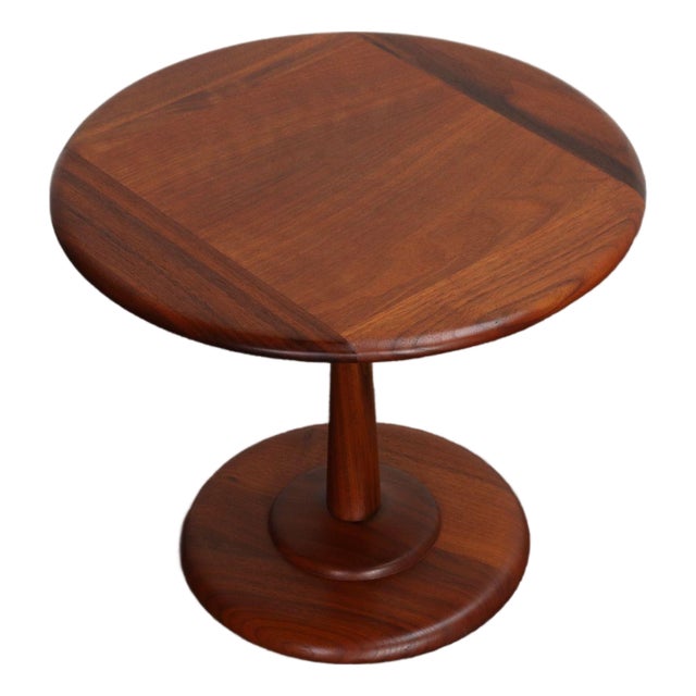 Mid-Century Modern Solid Walnut Tulip Style Pedestal Side Table by Prodelco For Sale